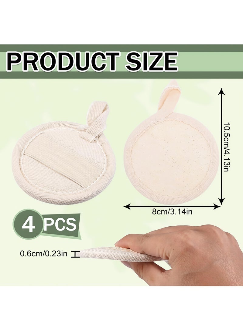 4 Pack Natural Loofah Exfoliating Sponge Pads Face Body Bath Shower Loofah Sponge Pads Exfoliating Brush Loofah Brush for Bath and Spa - Image 2